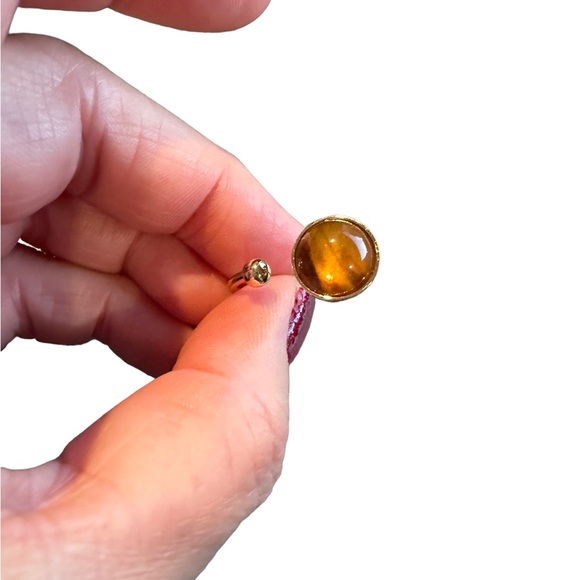 Gold Wrap Ring with Brown Round Gemstone - Picture 7 of 7